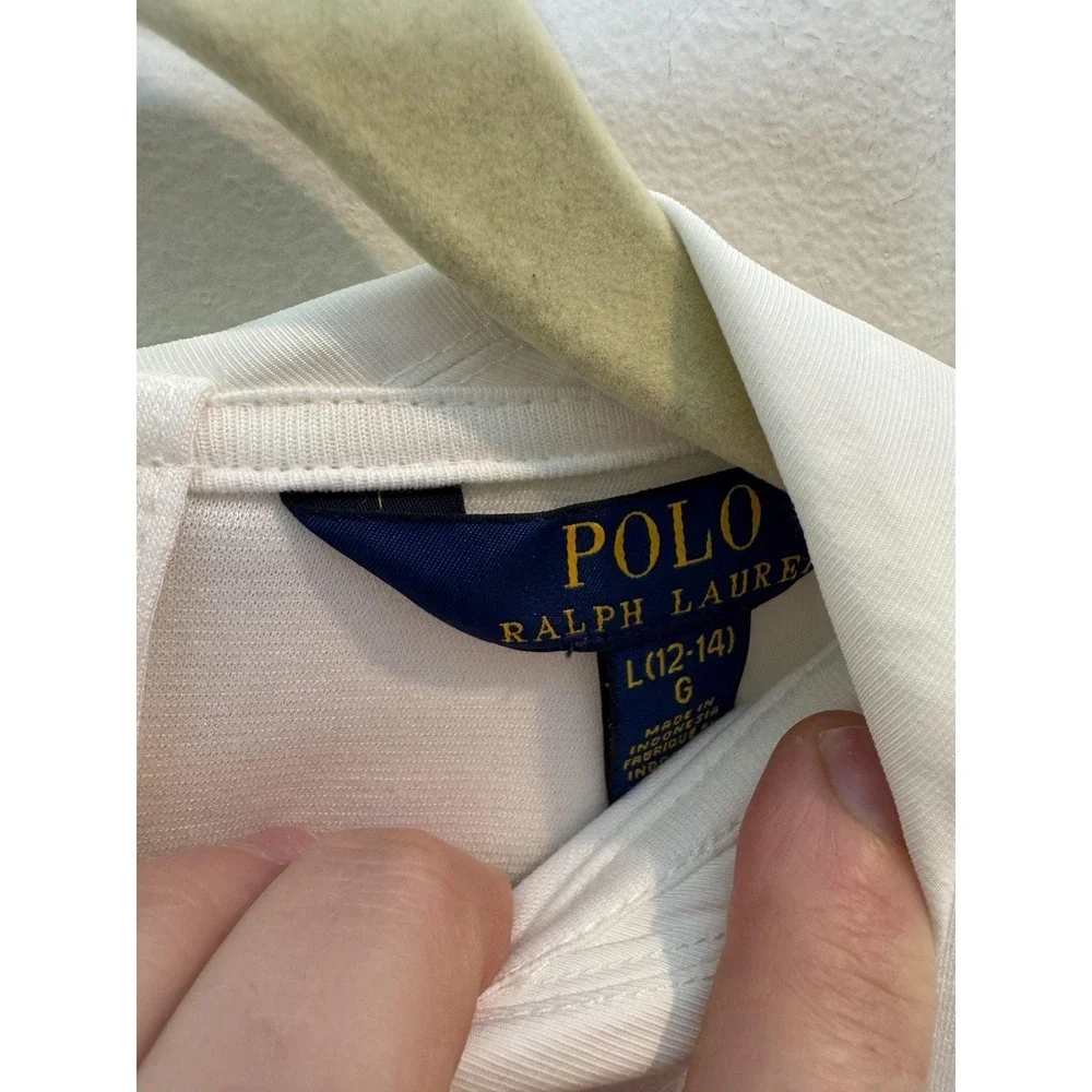 Polo Ralph Lauren Sweater Dress Girls 12-14 White Plaid Long Sleeve Holiday